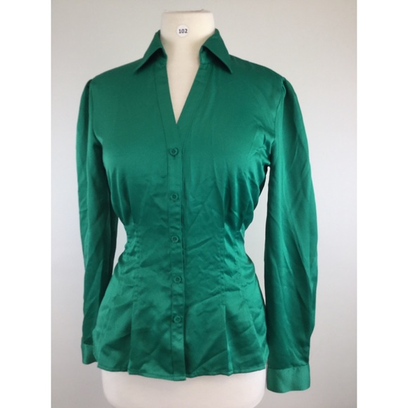 East 5th Tops - East 5th Green Button Down Silky Shirt Size M